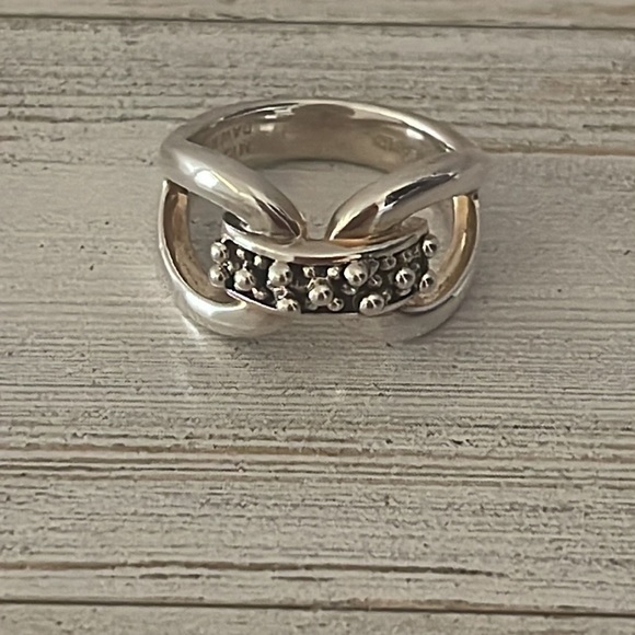Michael Dawkins Sterling Silver Caviar Buckle Sculptural Ring - Picture 5 of 5